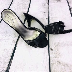 Guess Black Stiletto Slipper Heels